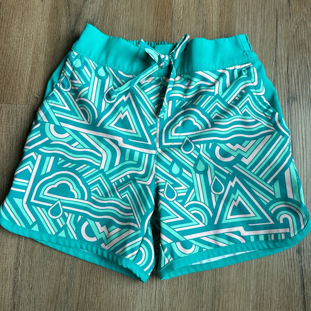 Teal Geometric Board Shorts